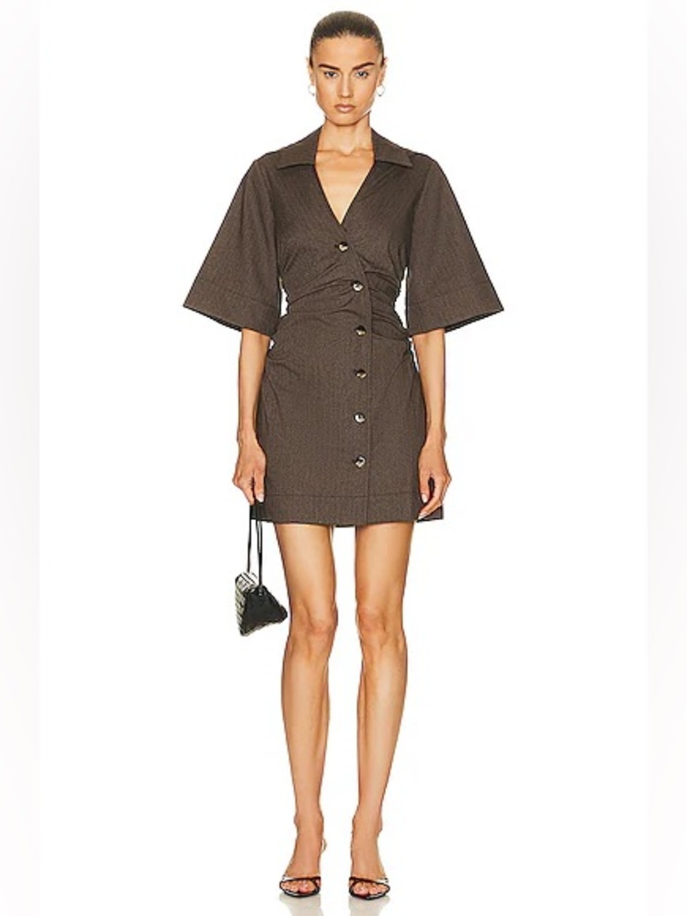 NEW. Ganni Drapey Suiting Gathered Mini Dress. NWT